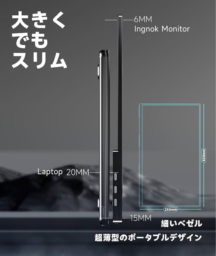 新品未使用Ingknok 18.5インチ FHD IPSモバイルモニター