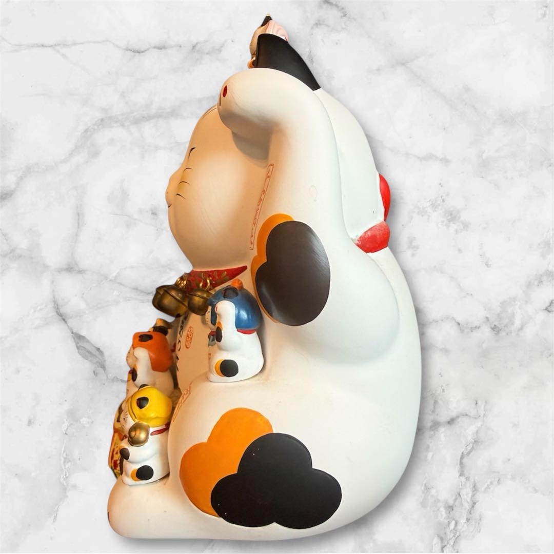【極美品】縁起物 招き猫 七福神 陶器製 置物 幸運 金運アップ（高さ27cm）