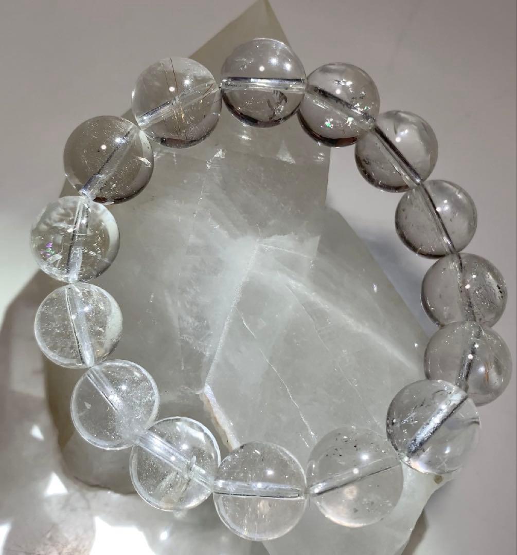 ヒマラヤマニカラン産水晶　ブレスレット　ルチル入り　レインボー