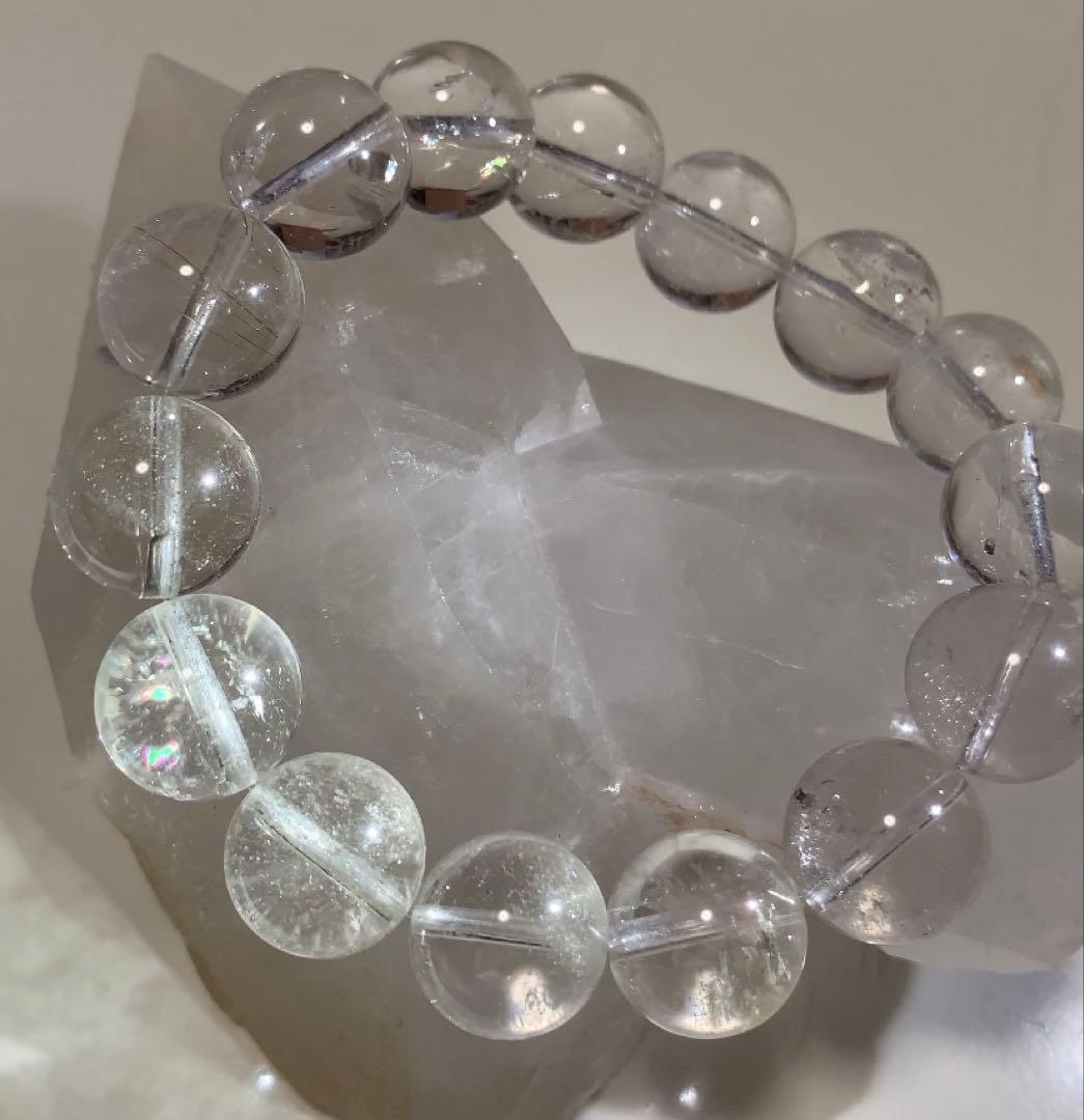 ヒマラヤマニカラン産水晶　ブレスレット　ルチル入り　レインボー