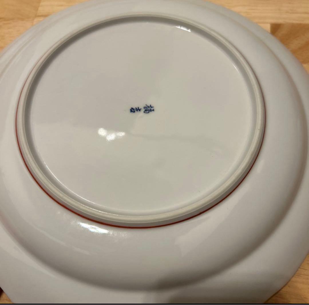 新品　平安橘吉　たち吉　呉須赤絵　花鳥絵図　金彩丸紋　輪花中皿　和皿　銘々皿5枚