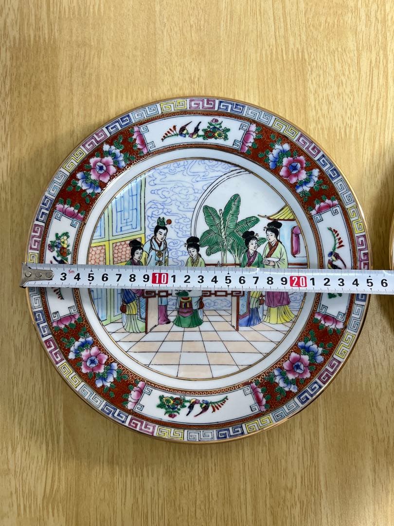 中国 廣彩 金彩 色絵 大皿 2枚組