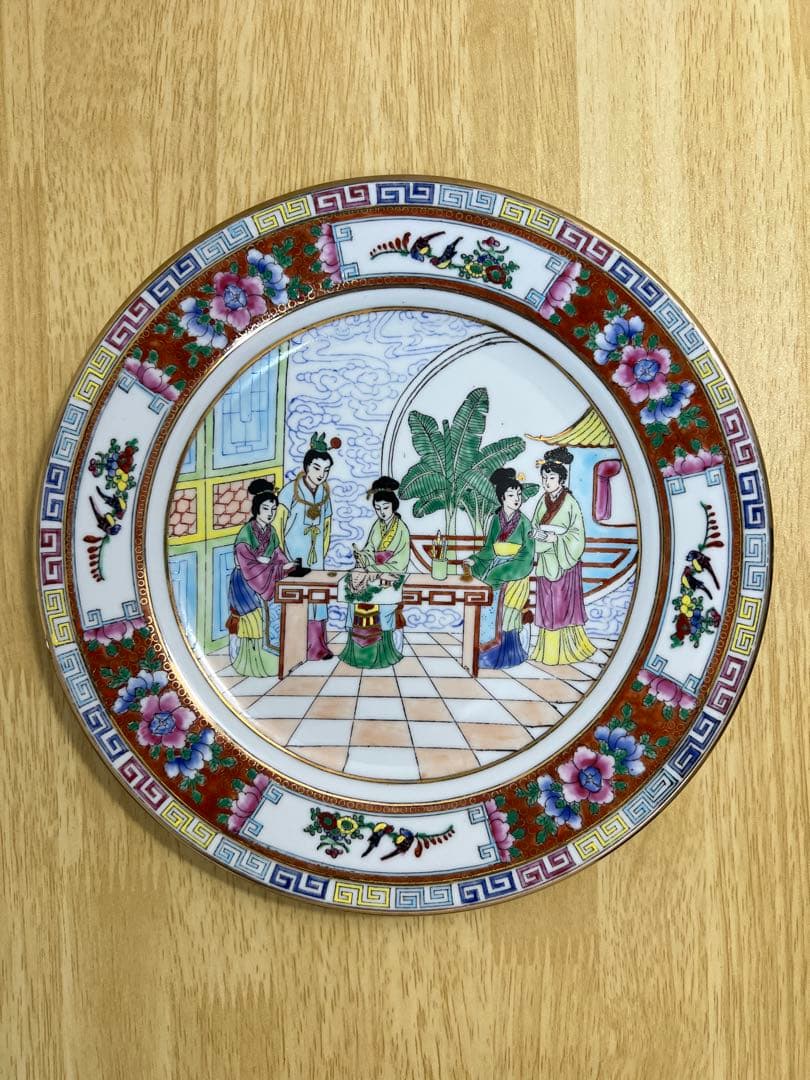 中国 廣彩 金彩 色絵 大皿 2枚組