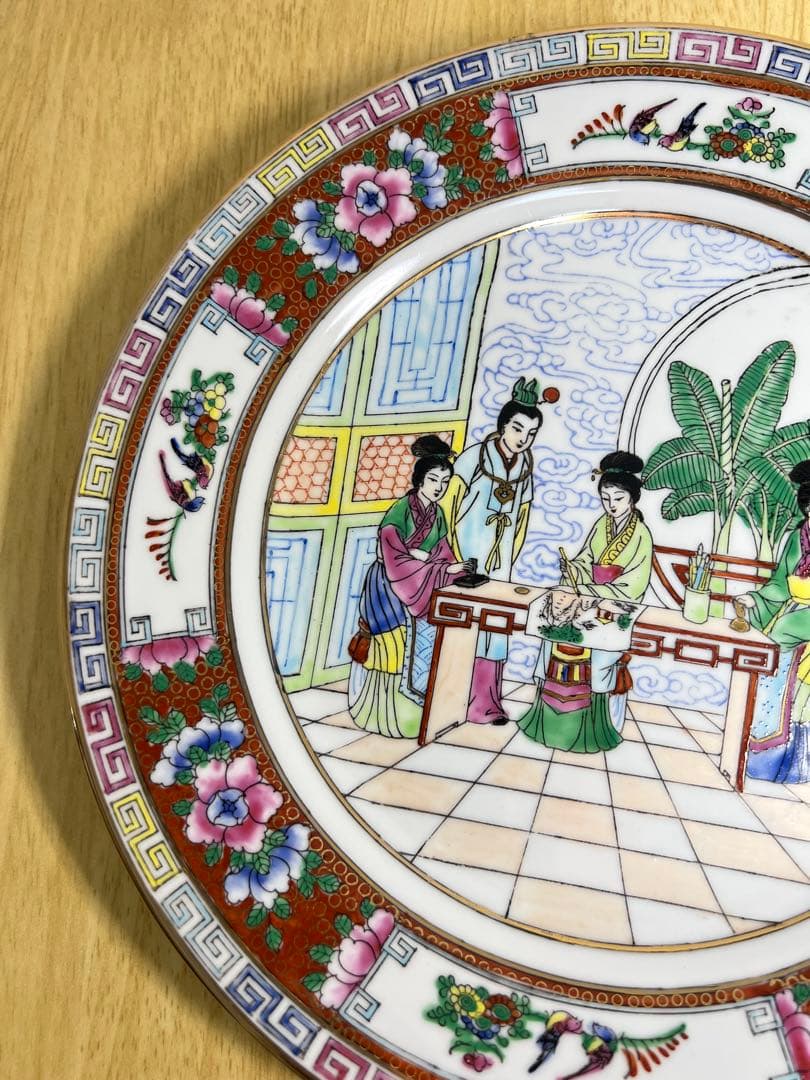 中国 廣彩 金彩 色絵 大皿 2枚組