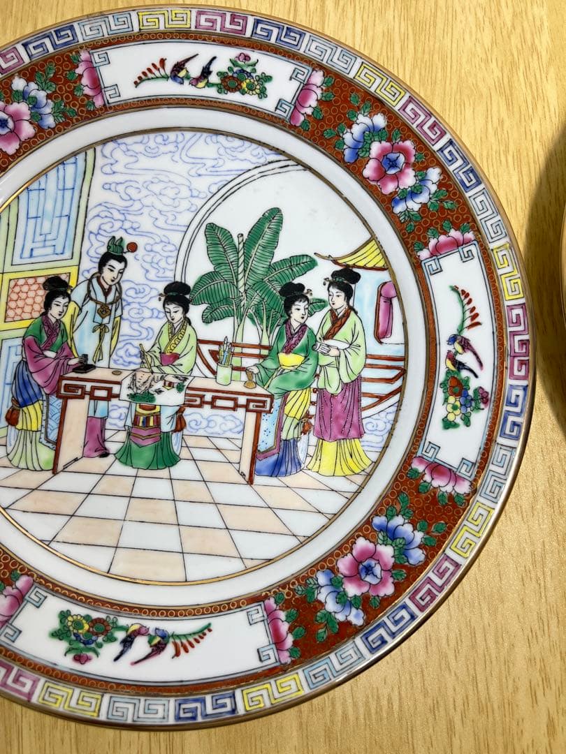 中国 廣彩 金彩 色絵 大皿 2枚組