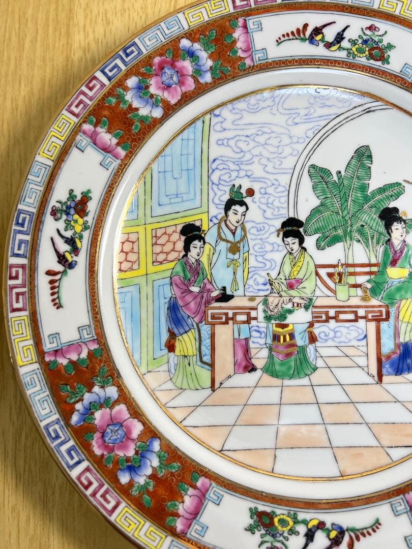 中国 廣彩 金彩 色絵 大皿 2枚組