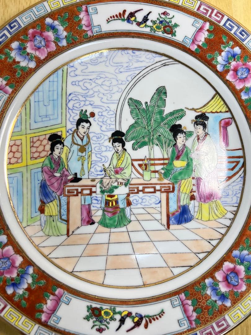 中国 廣彩 金彩 色絵 大皿 2枚組