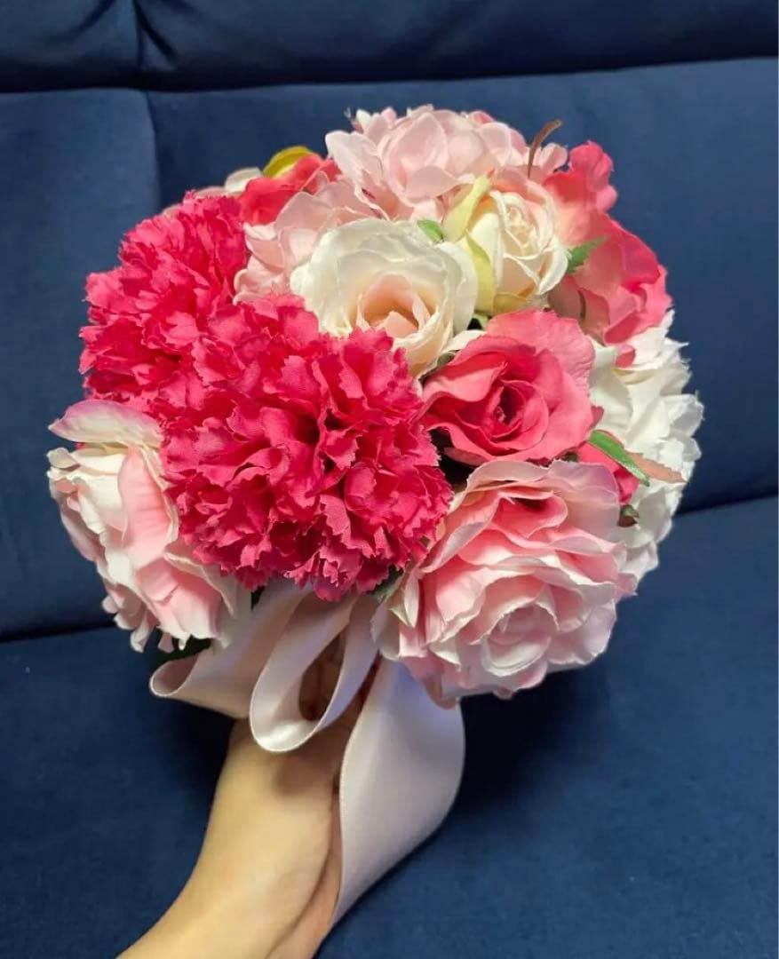 ウェディングブーケ　ブートニア　結婚式　前撮り　ピンク　花束