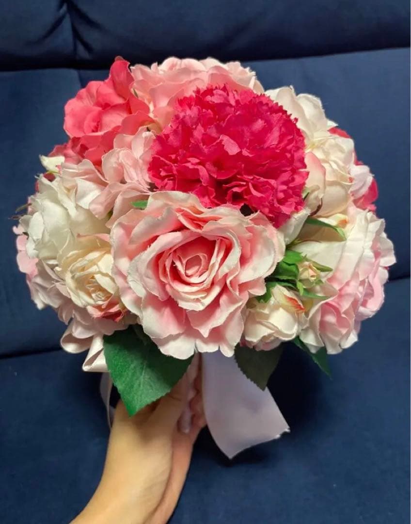 ウェディングブーケ　ブートニア　結婚式　前撮り　ピンク　花束