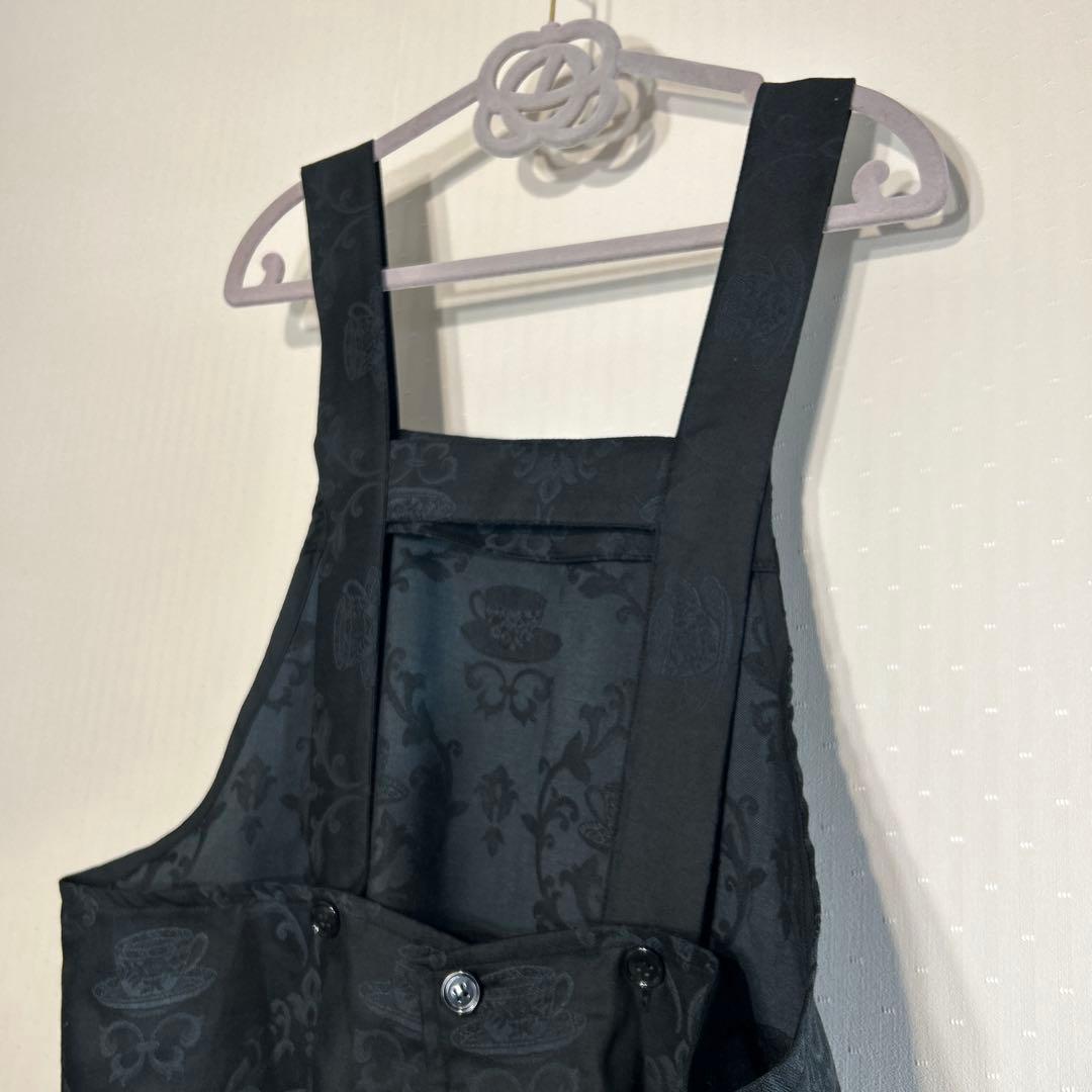 MINTON＊エプロン・ロングエプロン・ハドンホール・カップ柄・黒