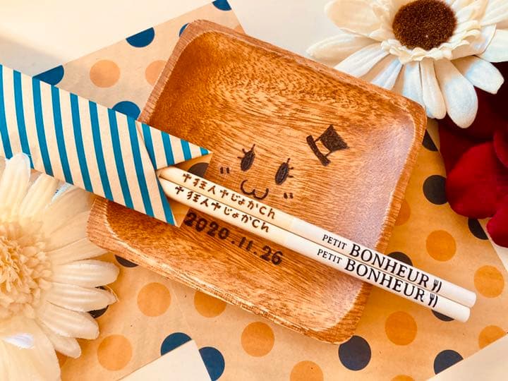 Alex様ご確認　ハンドメイド　ウッドバーニング　名入れ角形プレート　名前箸