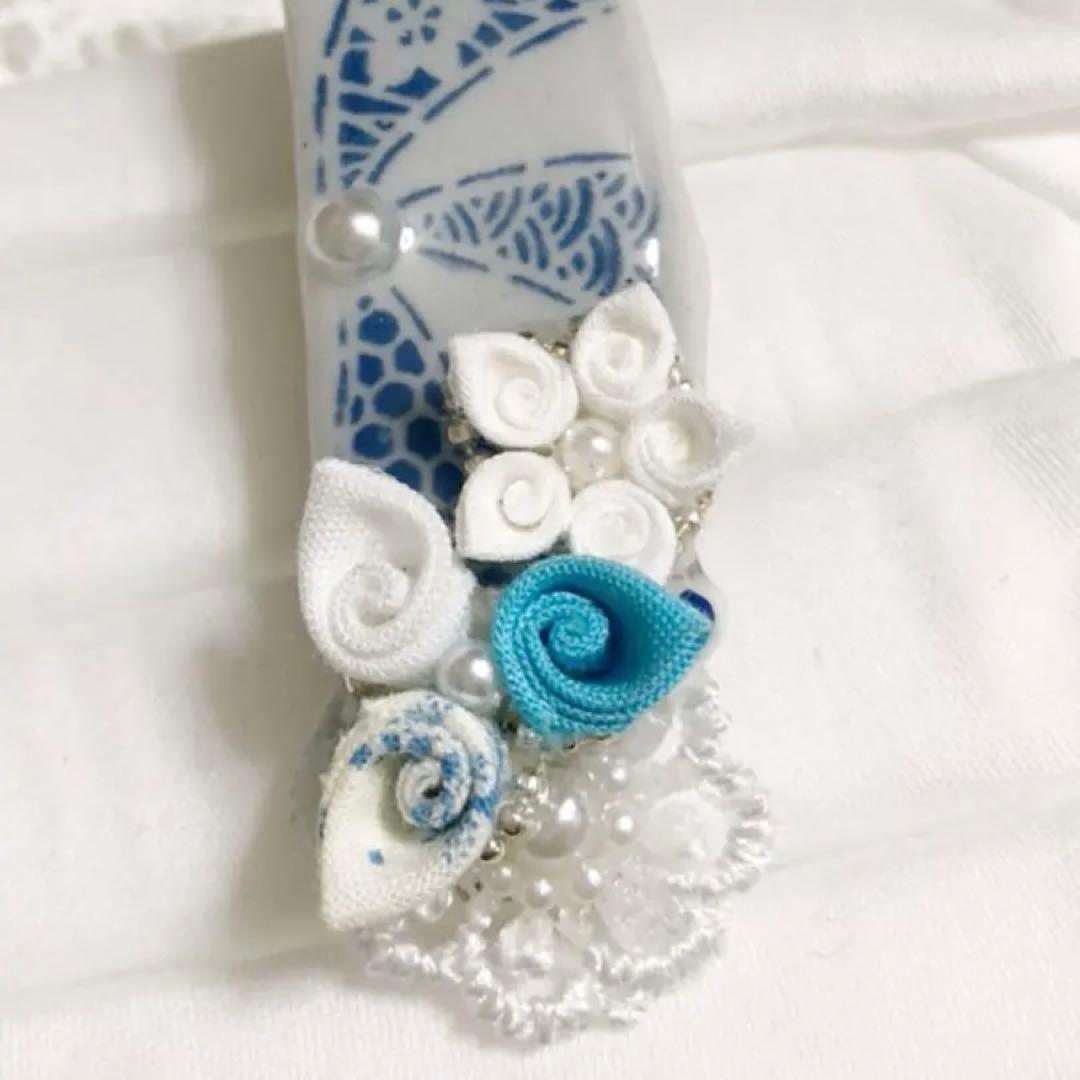 シー陶器とつまみ細工のヘアクリップ