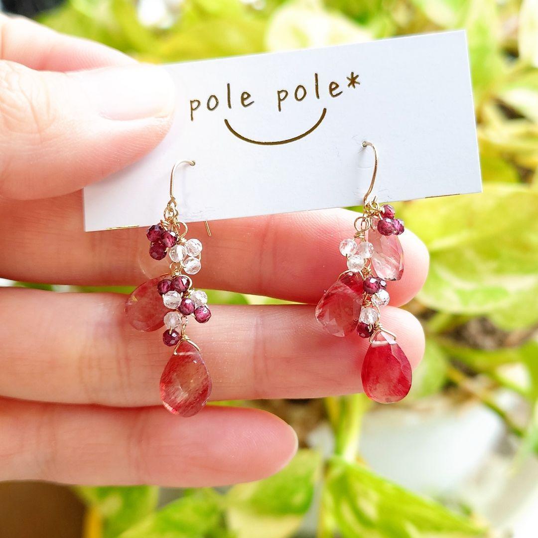 K10YG アンデシン×トパーズ×ガーネットのピアス