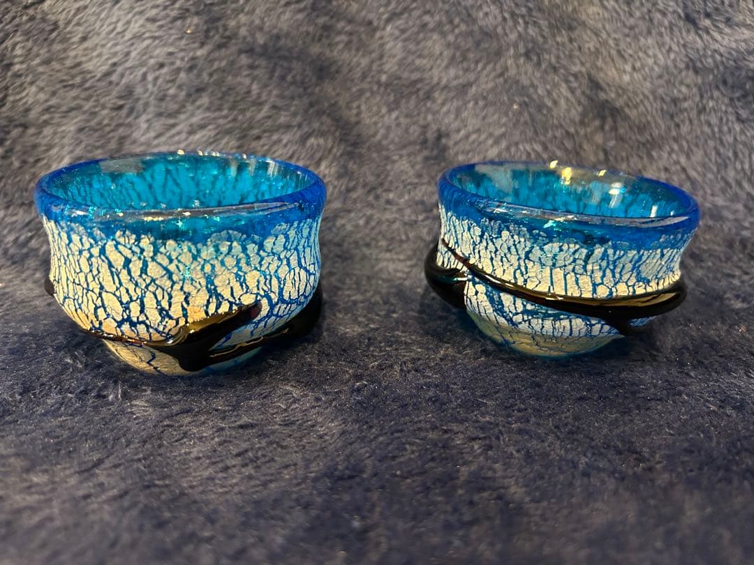 正月SALE‼️稲嶺盛吉製作琉球ガラス　ペア土紋お猪口