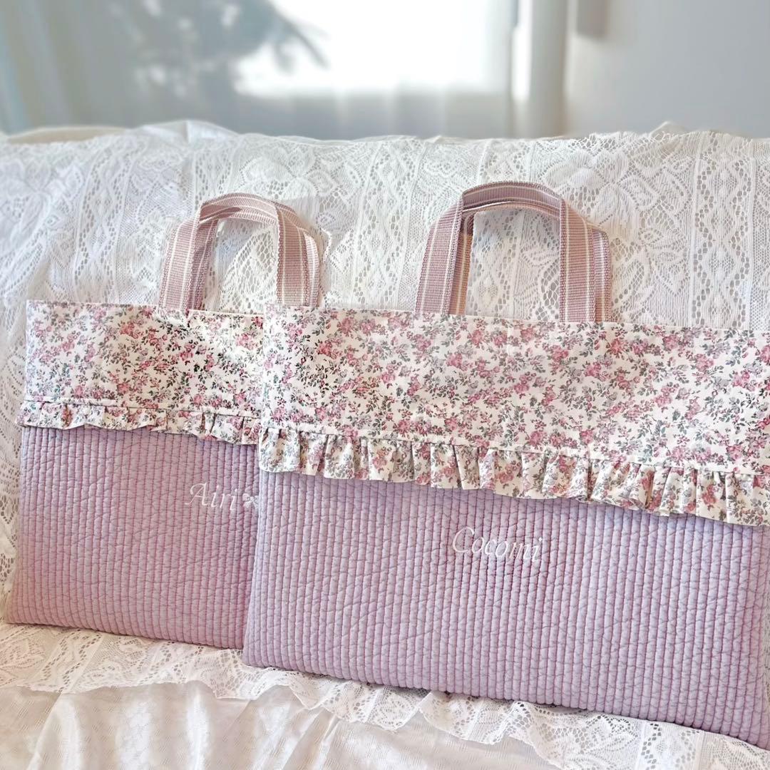 【名前入り】入園入学2点セット　レッスンバッグ　体操着袋　ヌビ　リバティ　名入れ