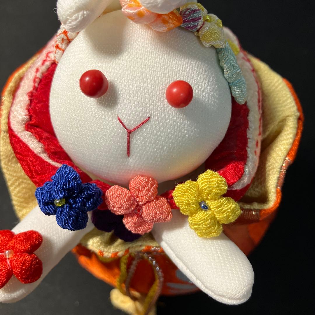 ちりめん細工　うさぎの人形　巾着　花うさぎ