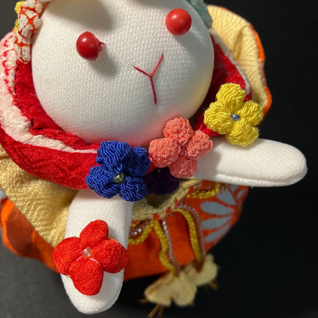 ちりめん細工　うさぎの人形　巾着　花うさぎ