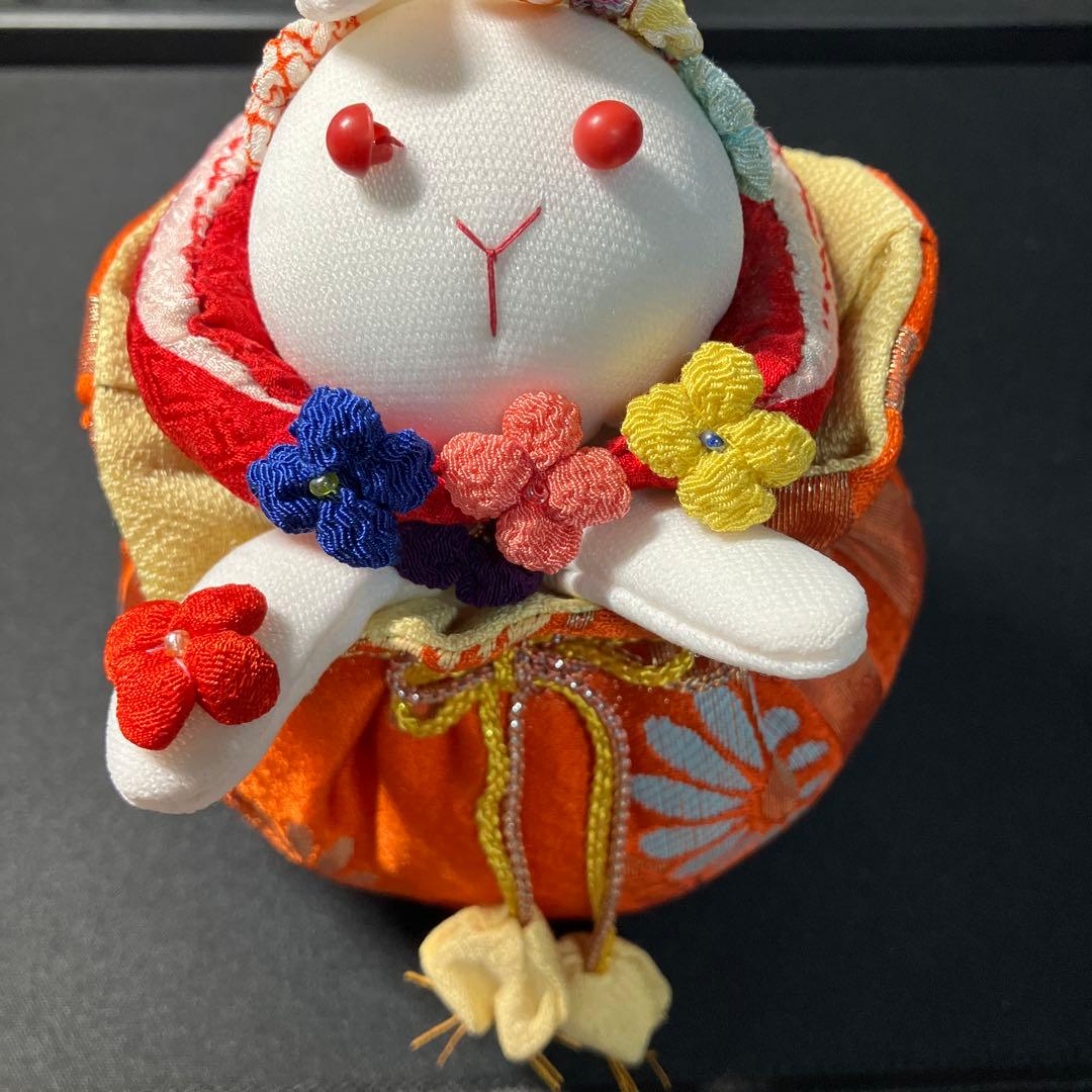 ちりめん細工　うさぎの人形　巾着　花うさぎ