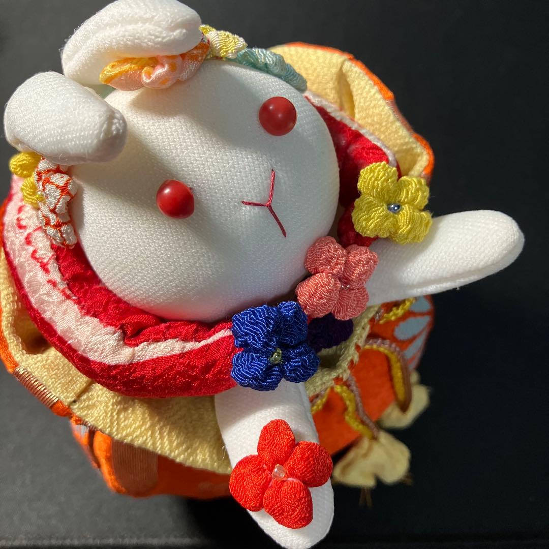 ちりめん細工　うさぎの人形　巾着　花うさぎ