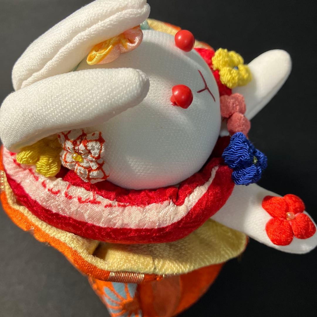 ちりめん細工　うさぎの人形　巾着　花うさぎ