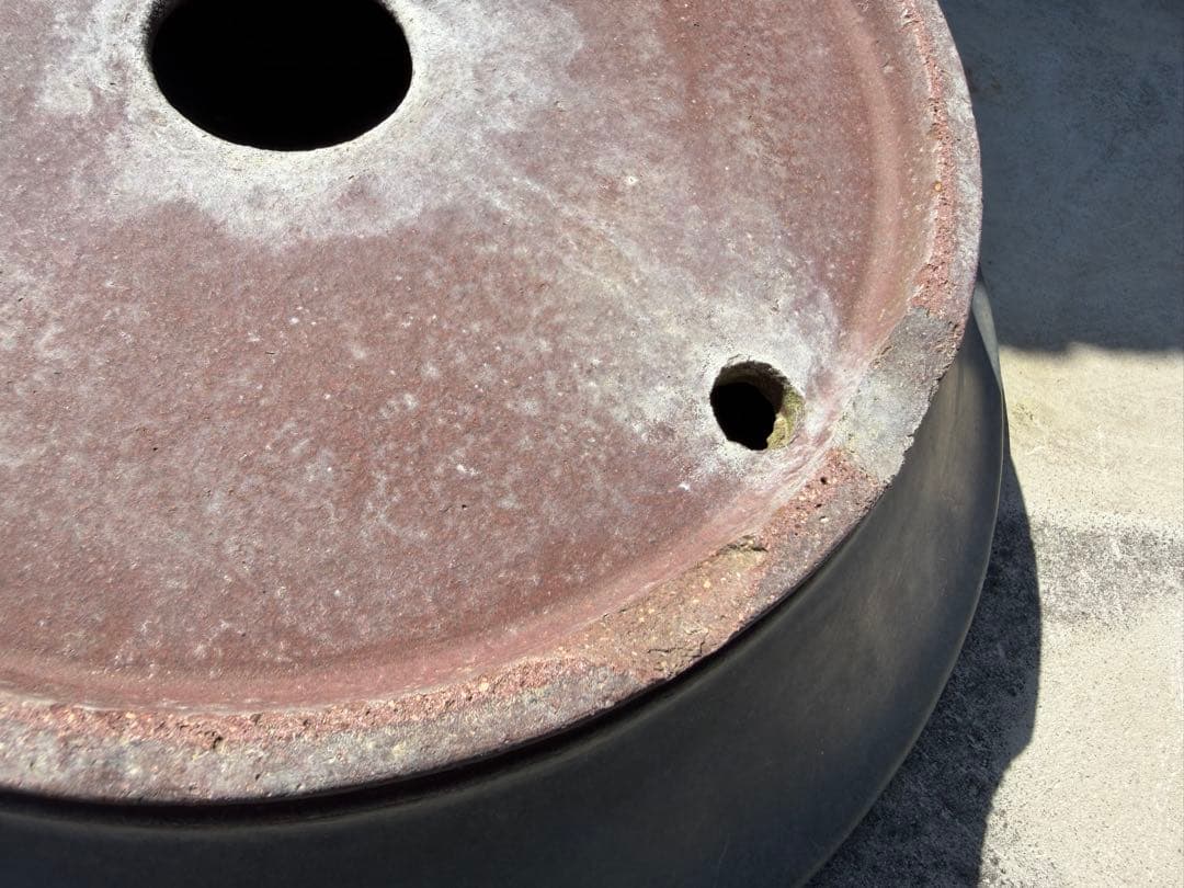 初期作　和鉢　山秋款　均釉丸鉢　盆栽鉢