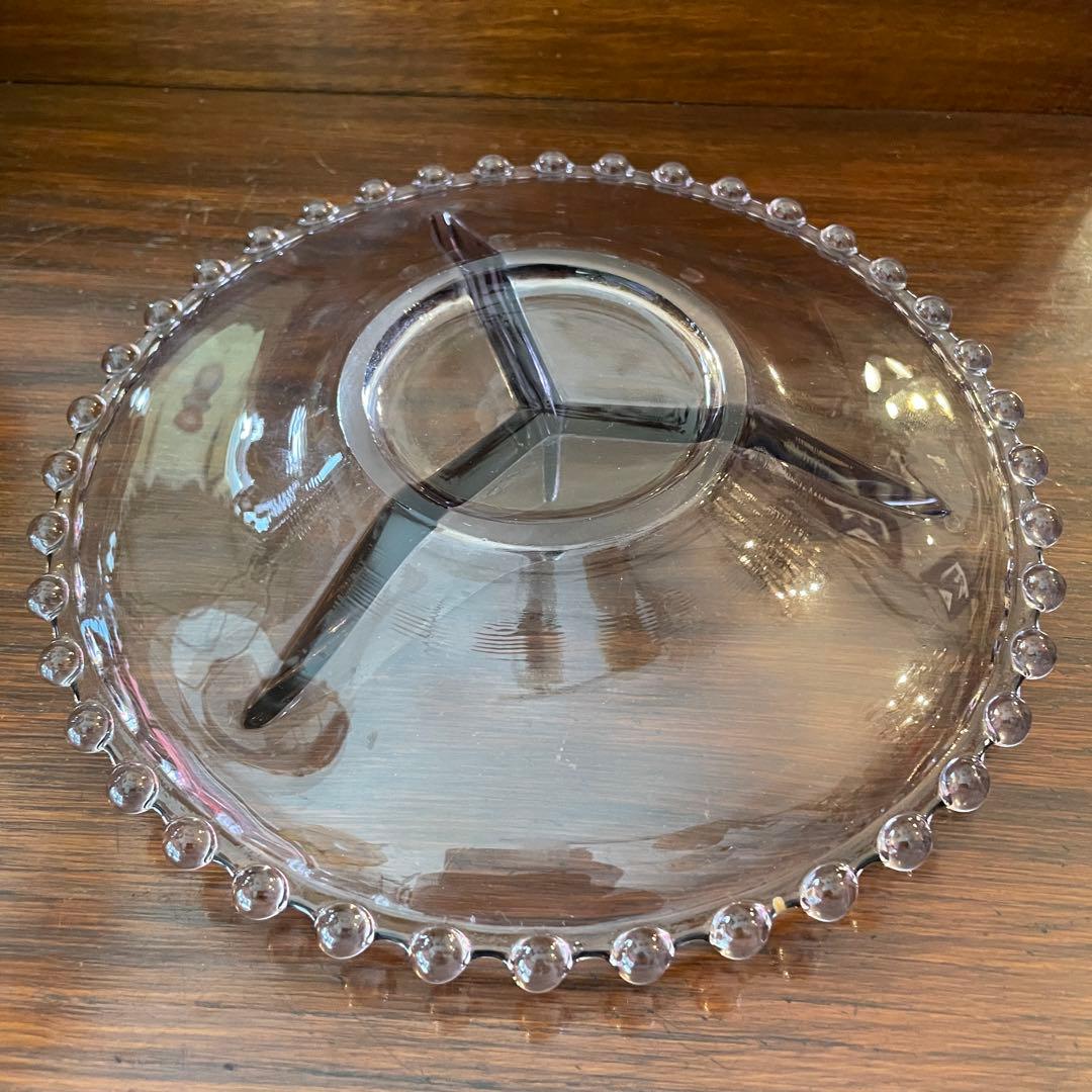 貴重レア！50s〜紫色パープル　キャンドルウィック　アメリカアンティークガラス皿