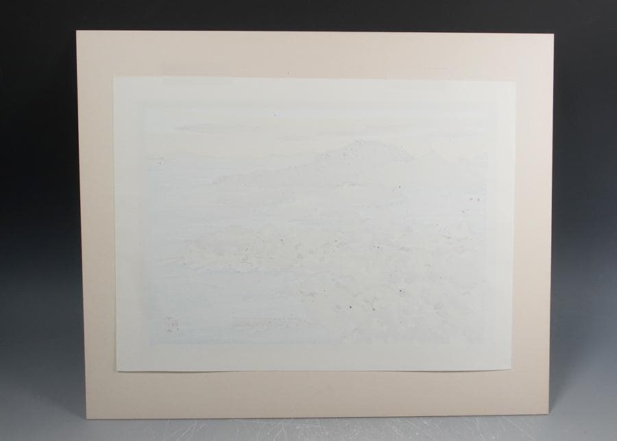 木版画家 井堂雅夫 木版画 66/300 鞆眺望 海と町の風景