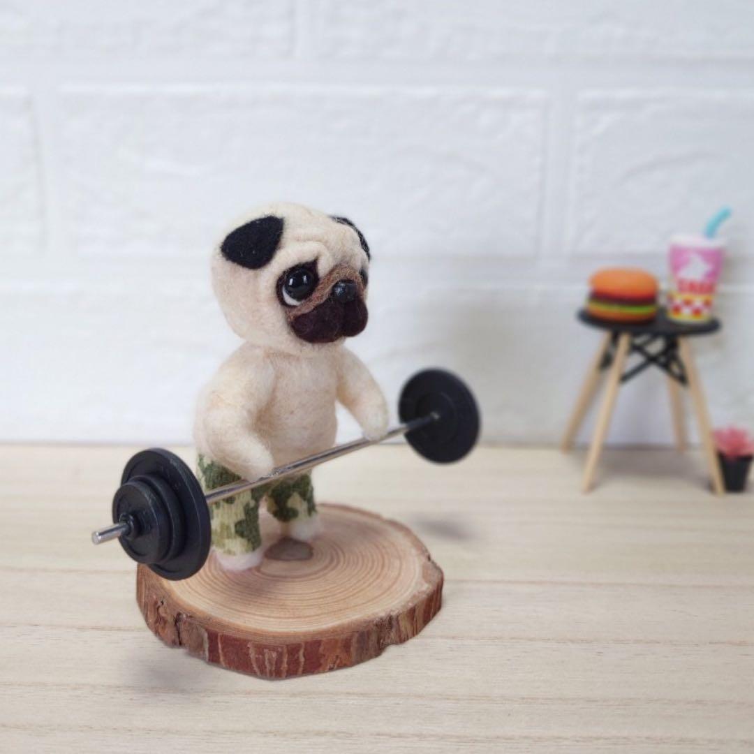 オーダー受付中❤️羊毛フェルト　筋トレパグちゃん②