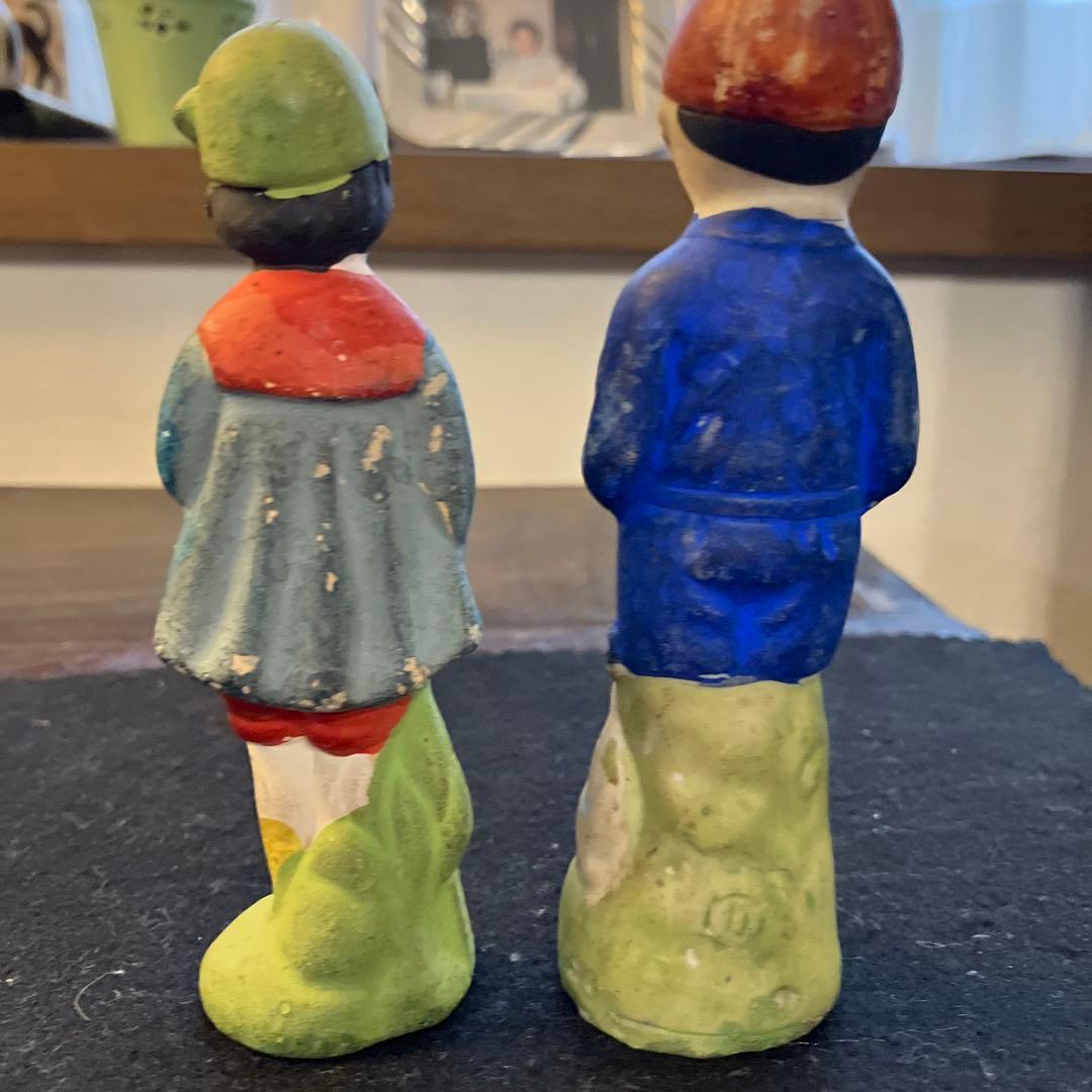 お値引き　ビンテージ 陶器製 子供と動物のフィギュア