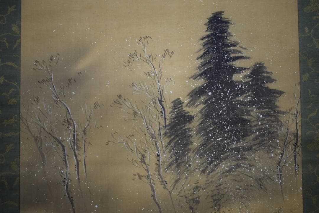 模写/森寛斎/雪山鹿図/布袋屋掛軸HF-855