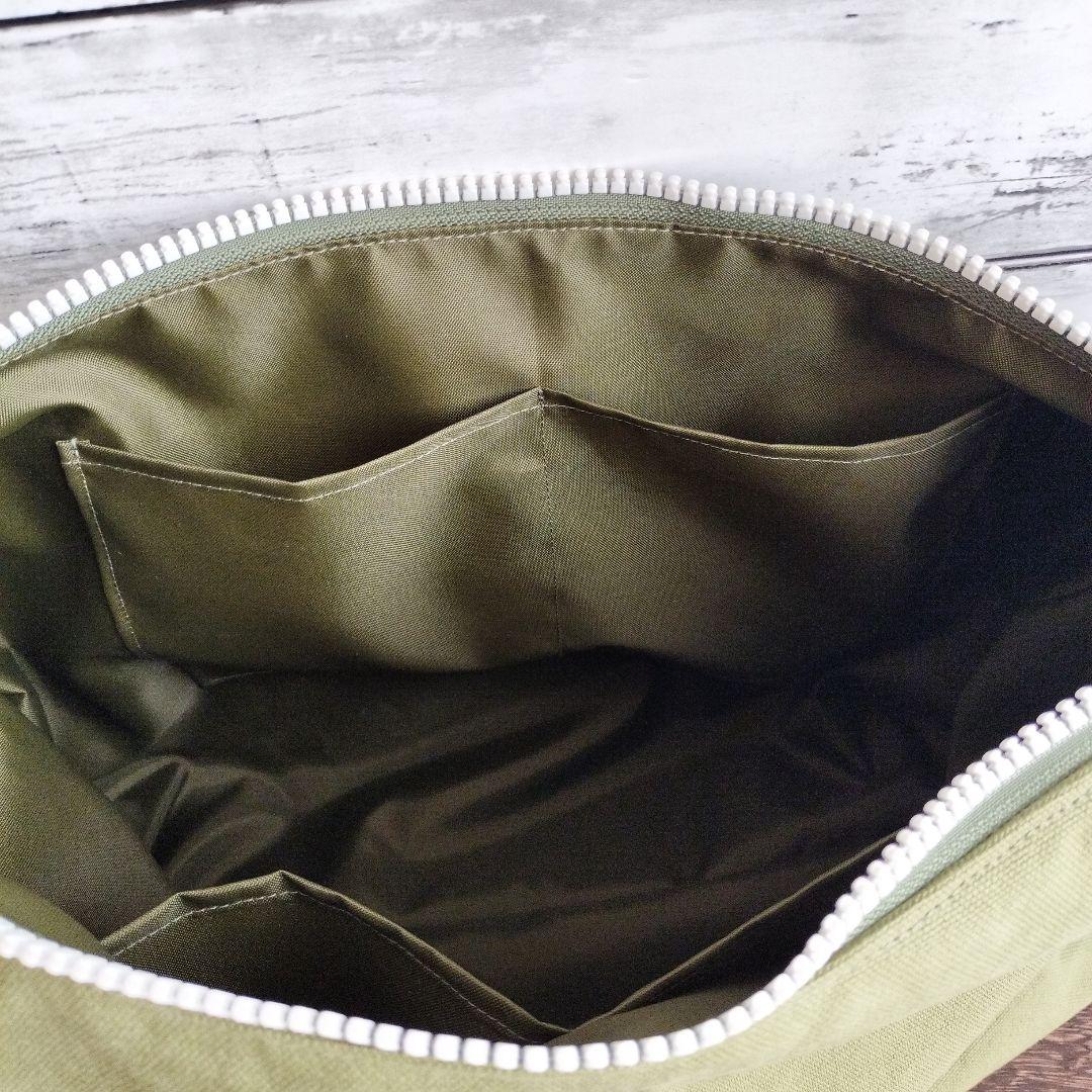 大きめショルダーバッグ　８号帆布ウ\"ィンテージ　モスグリーン　ハンドメイド