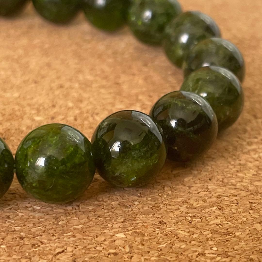 【癒しと再生】クロムダイオプサイド ブレスレット 約10㎜ 16.5㎝　天然石