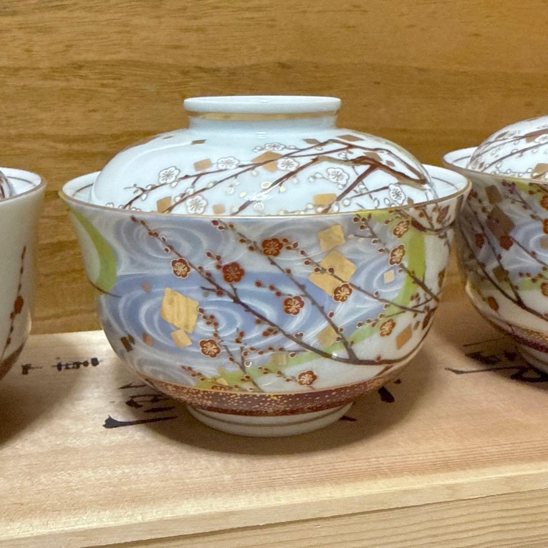 603未使用　庫山窯　煮物椀　蓋付きどんぶり揃　5客セット　蓋付煮物椀　丼