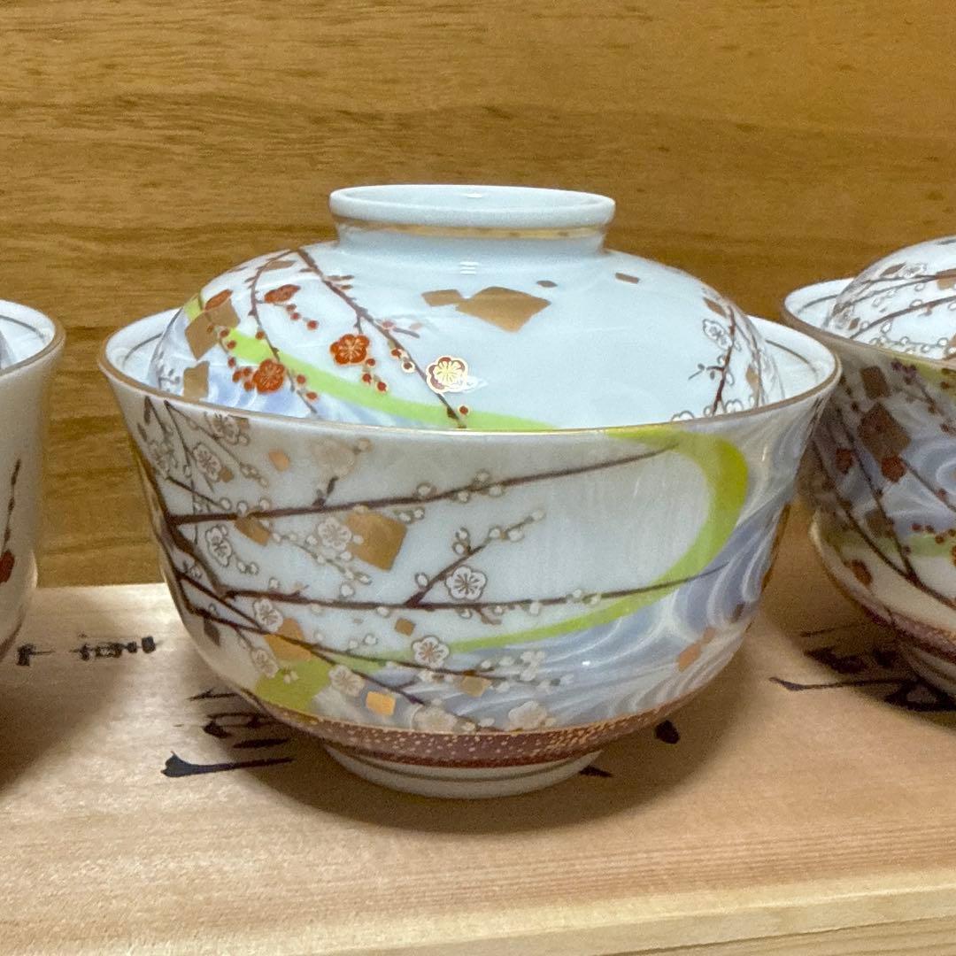 603未使用　庫山窯　煮物椀　蓋付きどんぶり揃　5客セット　蓋付煮物椀　丼