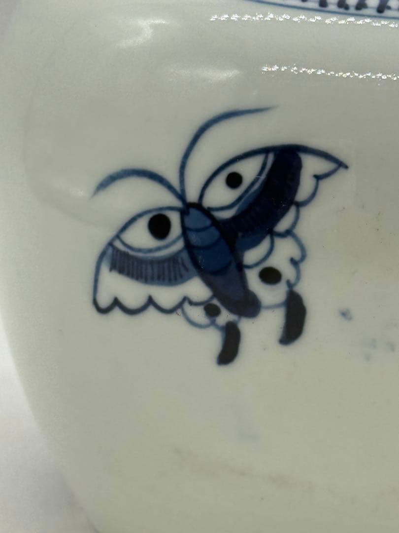 中国　清時代　染付　花卉紋壺　送料込み251020