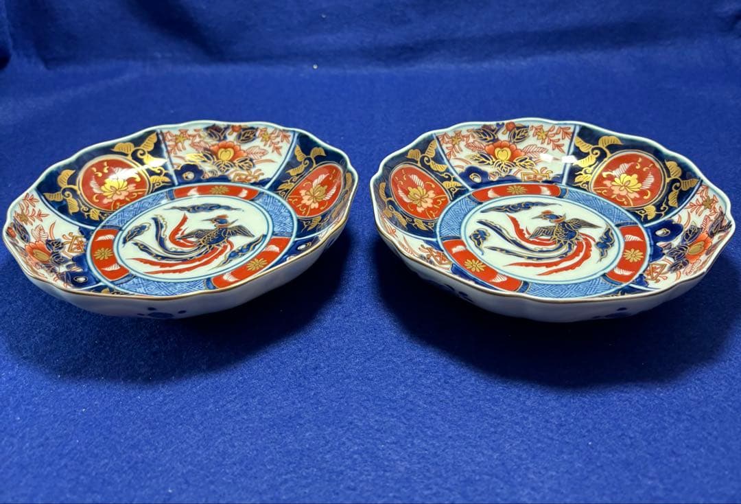 超高級品　備前伊万里焼　眞　陶磁器　鳳凰装飾の飾皿 2枚セット