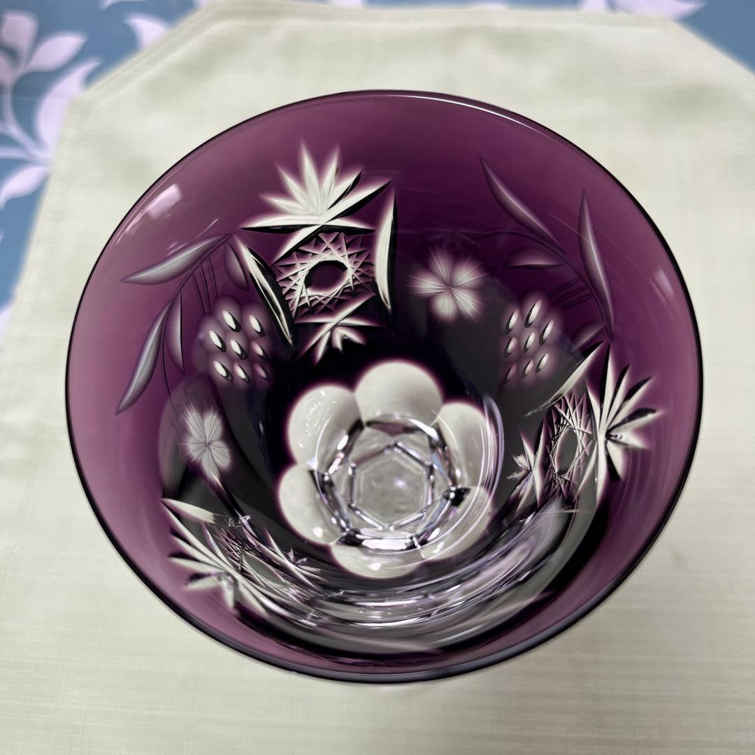 紫色クリスタルガラスグラス4個セット