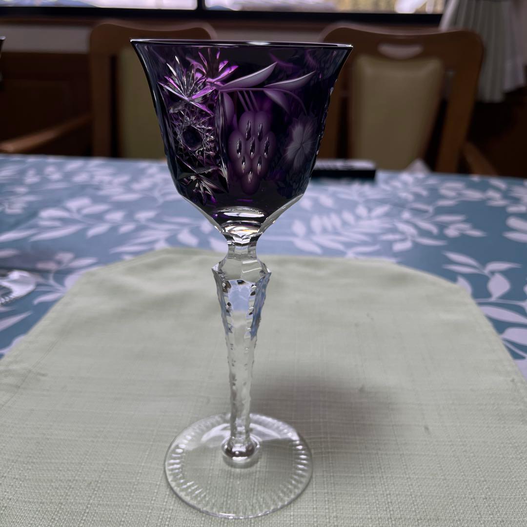 紫色クリスタルガラスグラス4個セット
