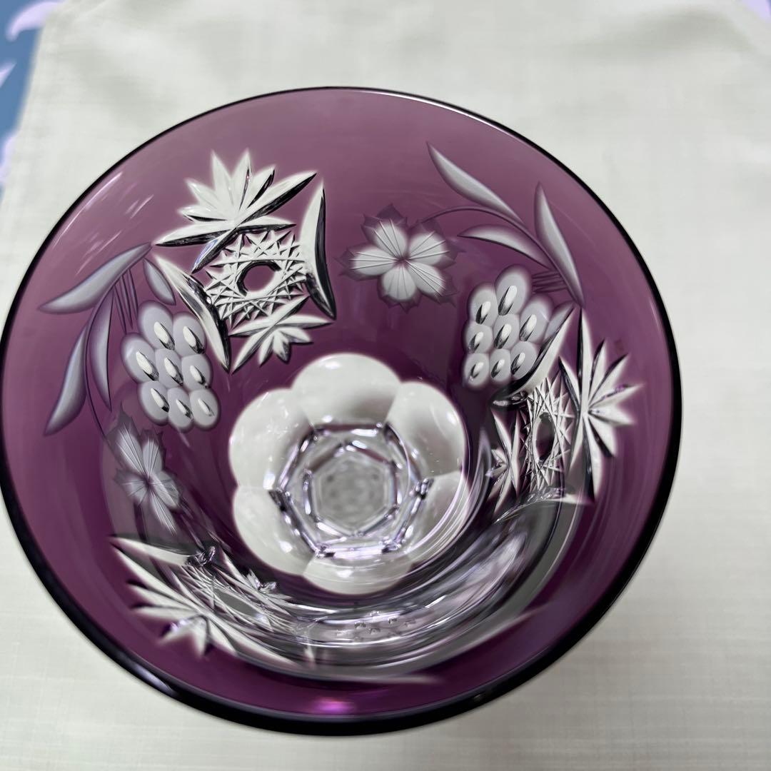 紫色クリスタルガラスグラス4個セット