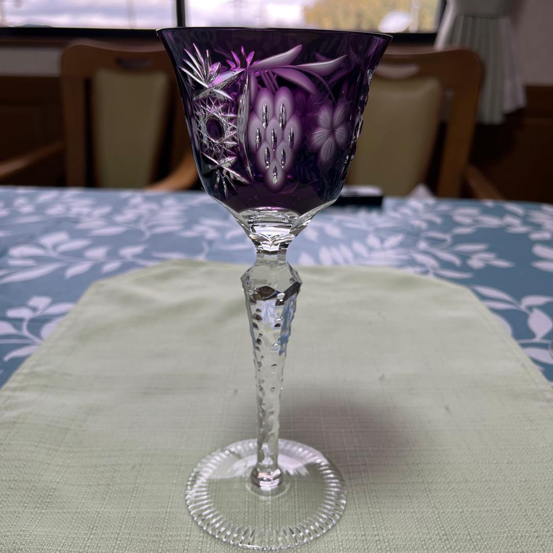 紫色クリスタルガラスグラス4個セット