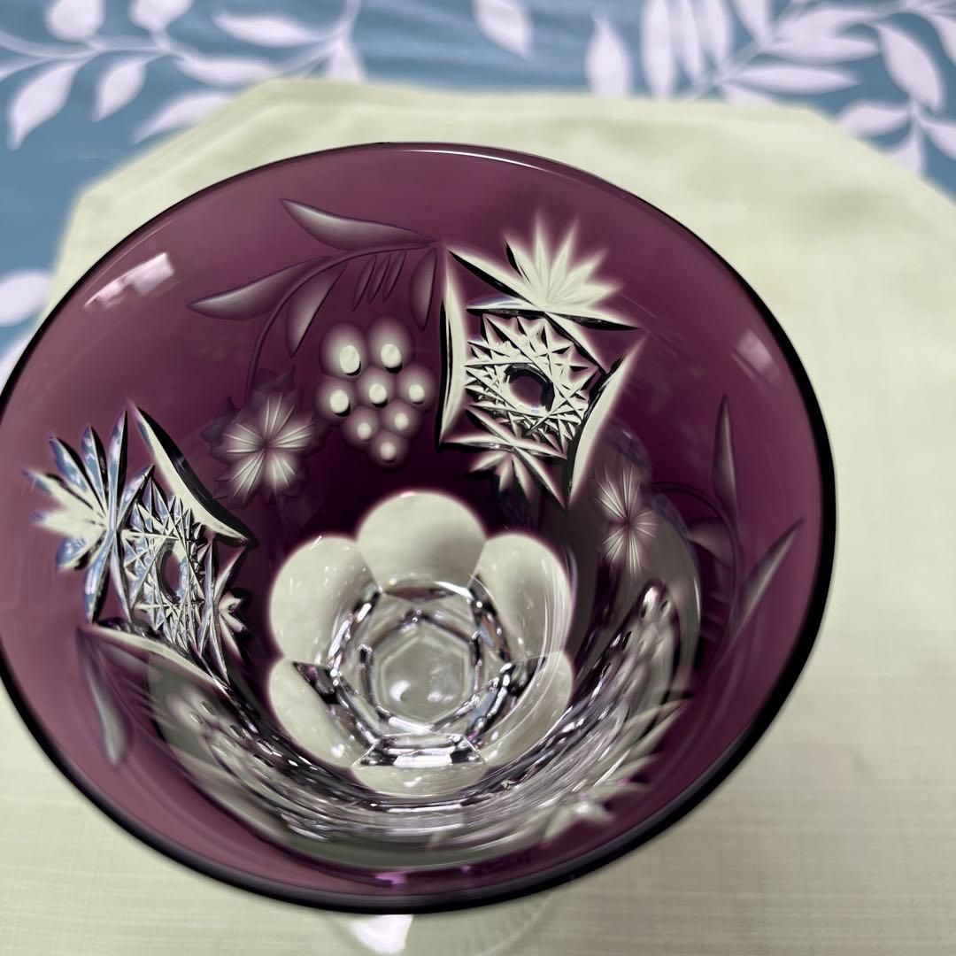 紫色クリスタルガラスグラス4個セット