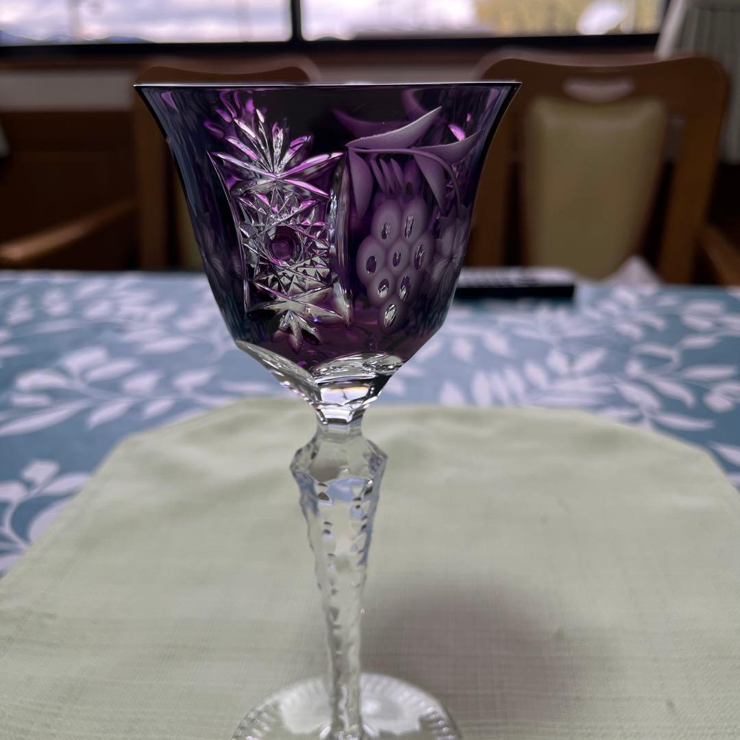 紫色クリスタルガラスグラス4個セット