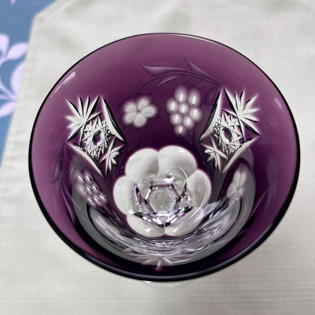 紫色クリスタルガラスグラス4個セット