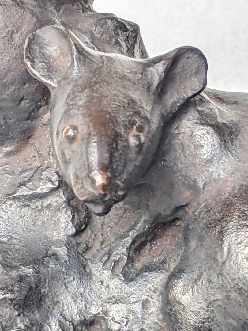 ネズミ　鼠　二匹　置物　 黄銅品　新品