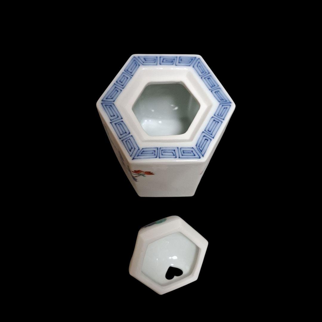 有田焼　香炉　柿右衛門様式 鷹峰作 　未使用品　置物　岩牡丹　床の間　インテリア