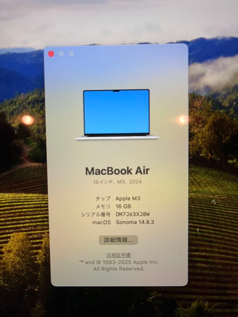 [美品] MacBook Air 15インチ M3チップ シルバー 512GB