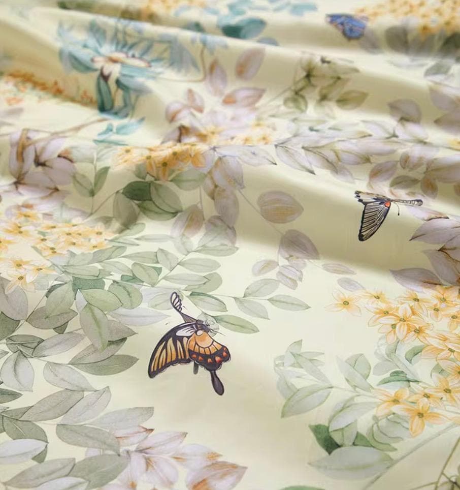 【オーダーメイド可】エジプト超長綿100% 850TC 花柄 蝶々 4点セット
