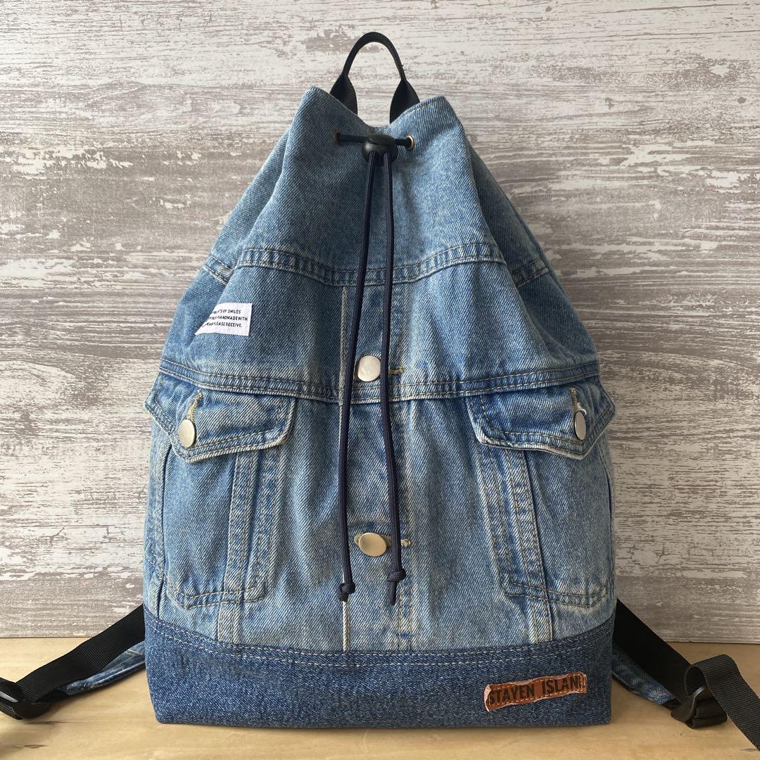 246 デニムリメイク★巾着リュック★デニムリュック