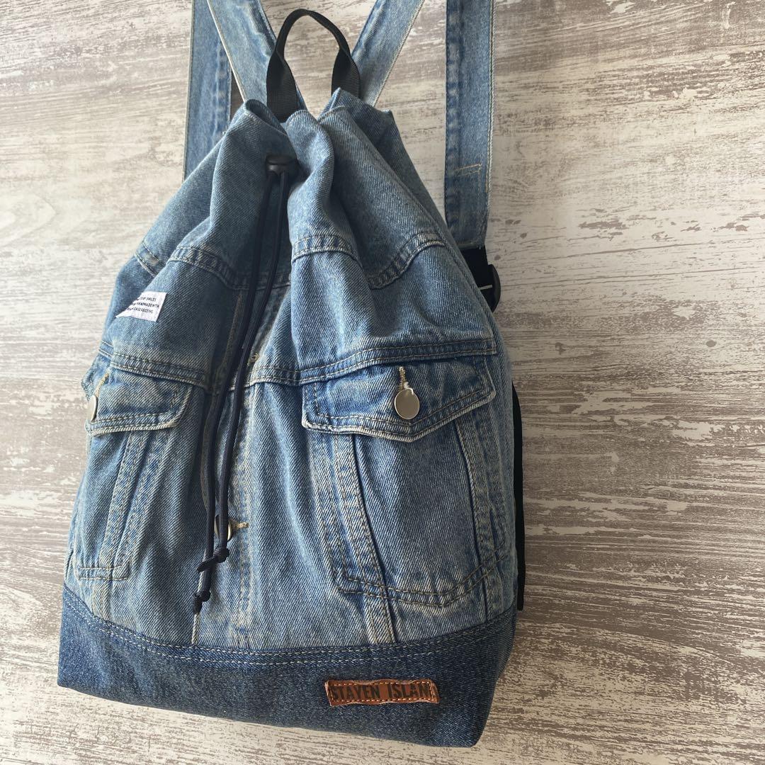 246 デニムリメイク★巾着リュック★デニムリュック