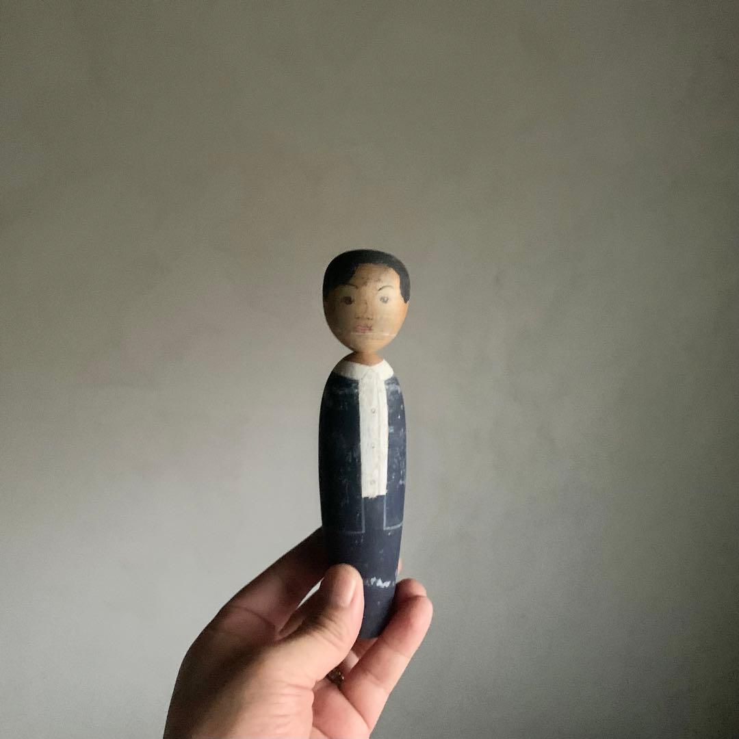 似顔絵こけし No.7 弔い 1965年制作 木偶 古道具 アンティーク